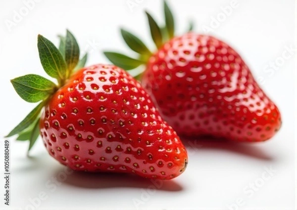 Obraz Strawberries on a white background. Shallow dof.