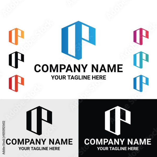 Fototapeta Abstract initial DP, OP letter monogram logo design