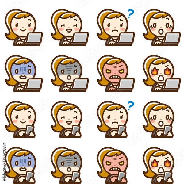 Obraz ビジネスウーマン　PC　スマホ　セット