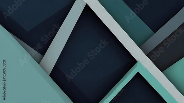 Obraz Abstract geometric pattern with blue and gray tones and a 3D effect.