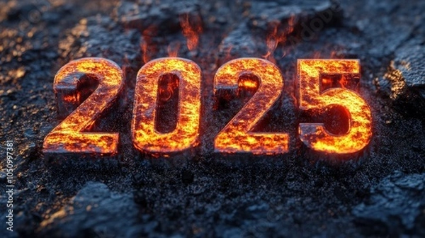 Obraz 3d letters plastic of "2025" , ai