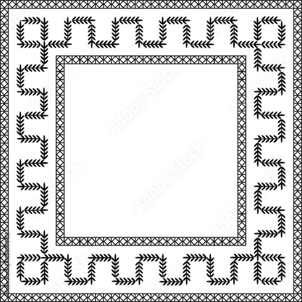Fototapeta Decorative border frame with fir branch