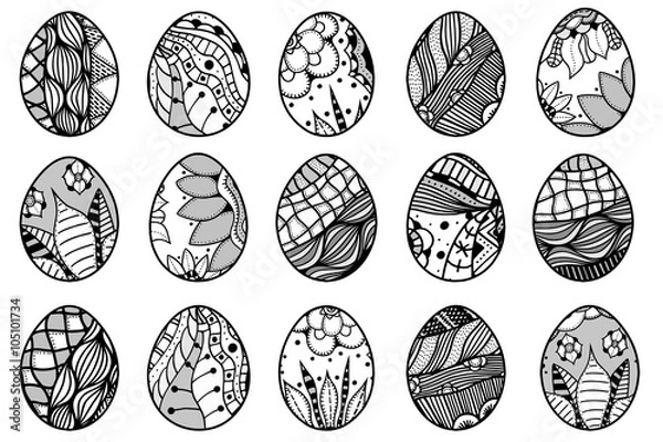 Obraz Hand drawn easter eggs