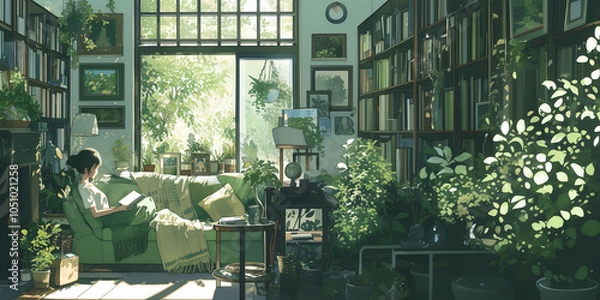 Obraz 読書の時間を優雅に過ごす女の子