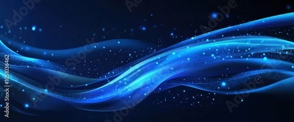 Fototapeta Abstract Blue Wave with Sparkles