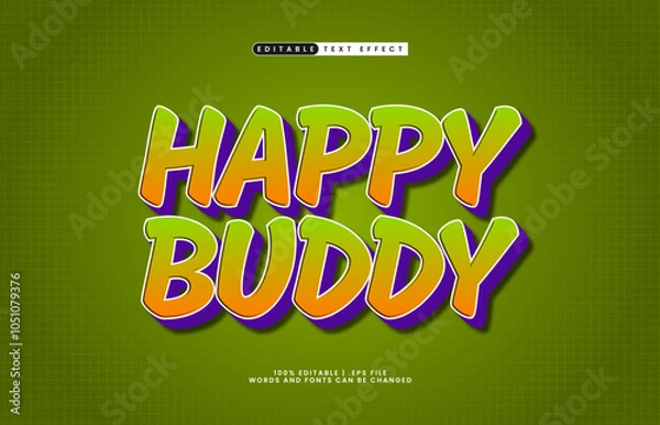 Fototapeta happy buddy editable text effect with a kids and fun text style