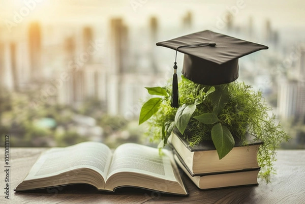 Fototapeta SDG-Sustainable Development Goals, education concept featuring knowledge about the environment and ecology, green learning, protect the planet, eat healthy, educational, school garden, 8k Resolution