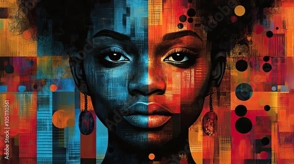 Obraz banner celebrating African Black History Month with bold and dynamic design elements.stock photo