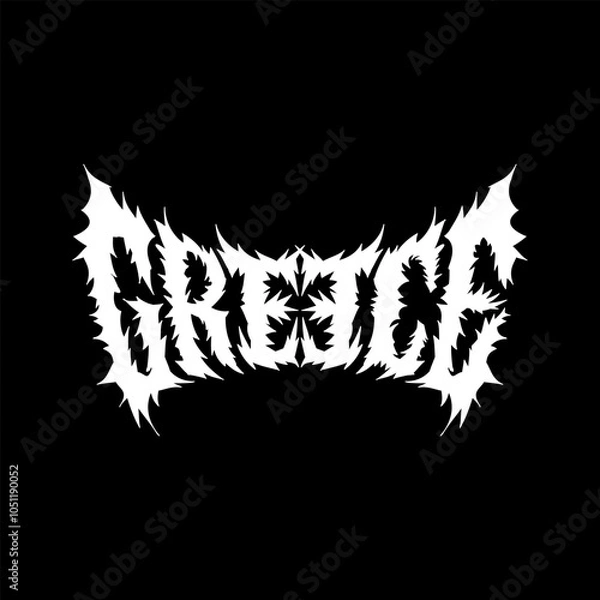 Obraz Greece word with death metal font hand drawing vector isolated on black background.