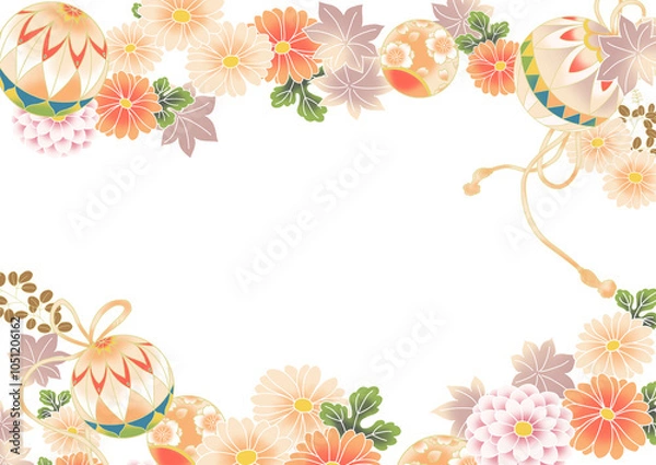 Obraz 華やかな秋の和柄フレーム