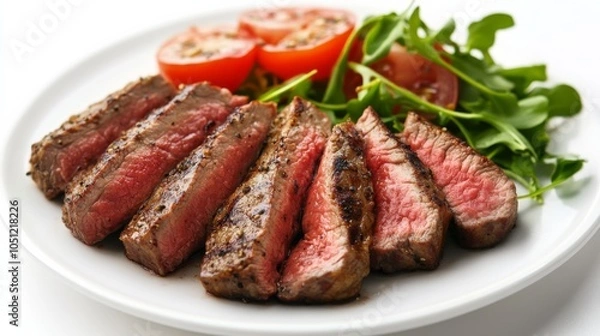 Obraz Elegant Steak Presentation on White Background