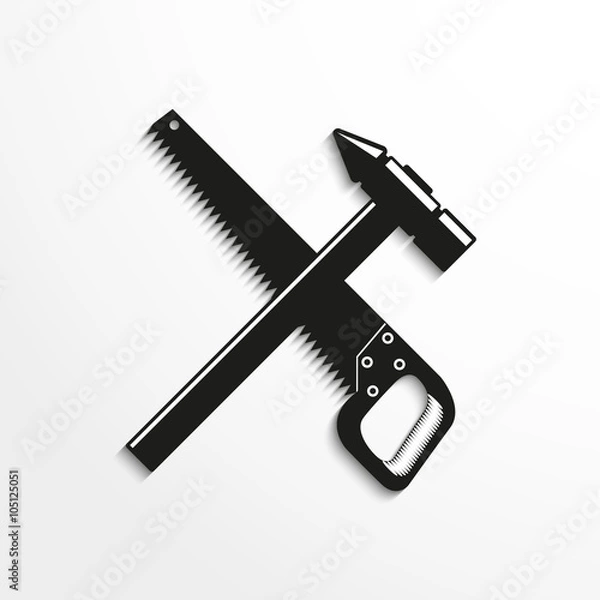 Obraz A hammer and a hacksaw. Vector icon.