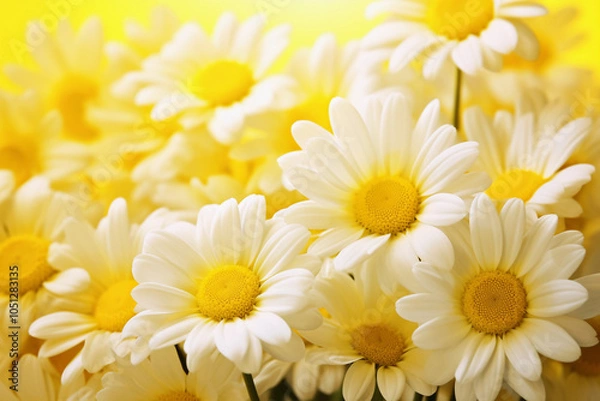 Fototapeta Sunlit Meadow Adorned with a Daisy Chain, Showcasing the Simple Beauty of Cheerful Flowers – Generative AI