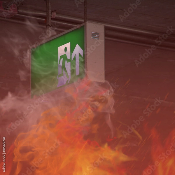 Obraz Fire in building - emergency exit