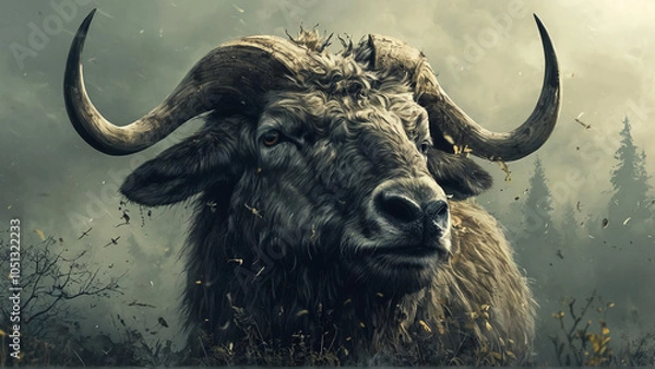 Obraz buffalo in the field