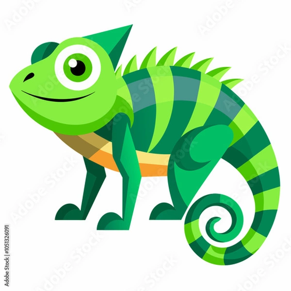 Obraz green chameleon cartoon