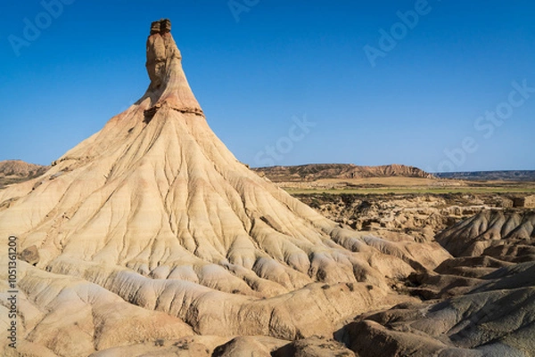 Obraz Mount Castildetierra, in Blanca Baja within the Bardenas Reales, or badlands in Southeast Navarre Spain, World Biosphere Reserve, UNESCO site