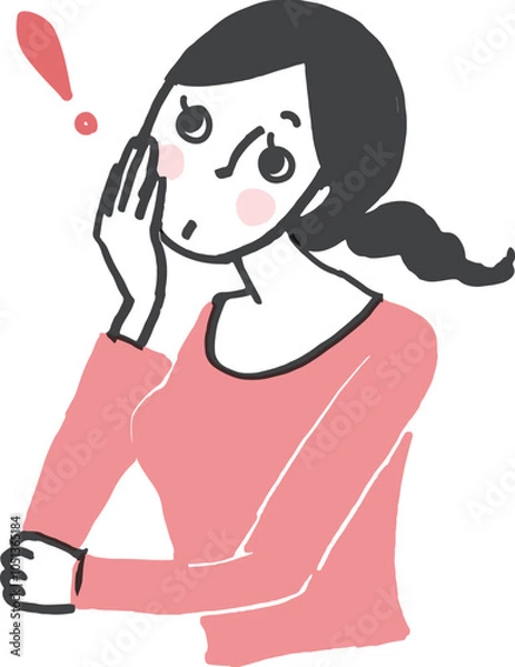 Obraz 驚く女性。エクスクラメーションマーク。