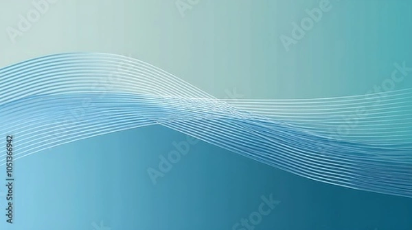 Fototapeta Abstract blue wave background with a gradient of light blue and teal.