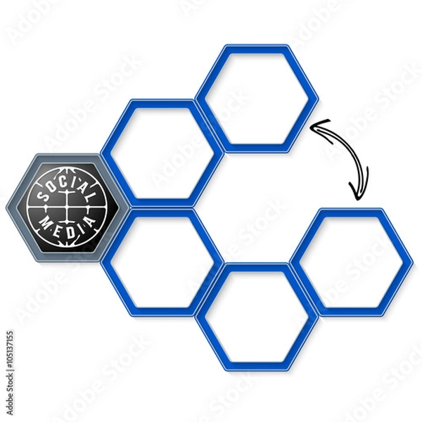 Fototapeta Vector hexagons for your text and social media