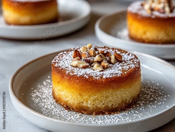 Obraz Delicious sweet treat adorned with finely chopped nuts, warm and inviting, perfect for indulgent moments.