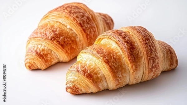Obraz Golden Crisp Round Croissants: Sweet, Crumbly Delight with Delicate Layers and Irresistible Flakiness