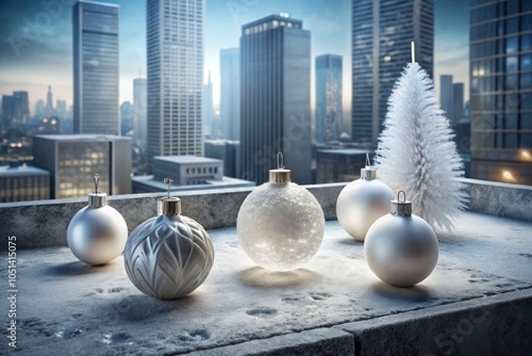 Fototapeta Minimal Product Display with Frosted Ornaments for Urban Exploration Photography, Showcasing Elegance in Design and Aesthetic Appeal in Contemporary Environments