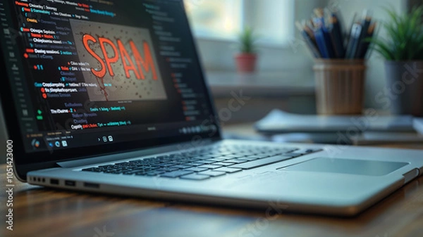 Fototapeta Laptop with spam concept on the screen.