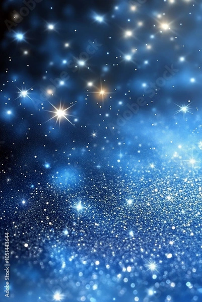 Fototapeta shining stars on blue background abstract glitter pattern