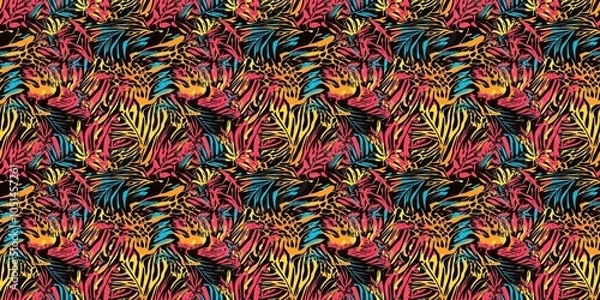 Fototapeta Jaguar pattern with a fierce, animalistic design. seamless background pattern
