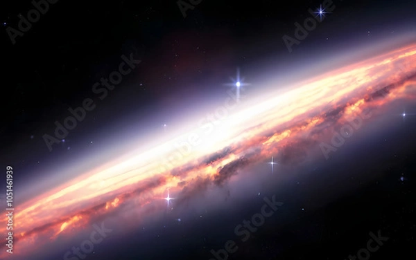 Fototapeta Swirling galaxy: A vast spiral galaxy with glowing stars and nebulae, stretching into the depths of space.
