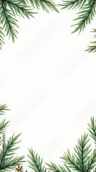 Fototapeta  Christmas tree border branches. Xmas pine branches. New year tree banner. Fir tree frame