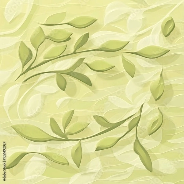 Fototapeta Delicate Olive Leaf Seamless Pattern for Textiles
