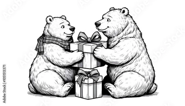 Obraz bear and gift