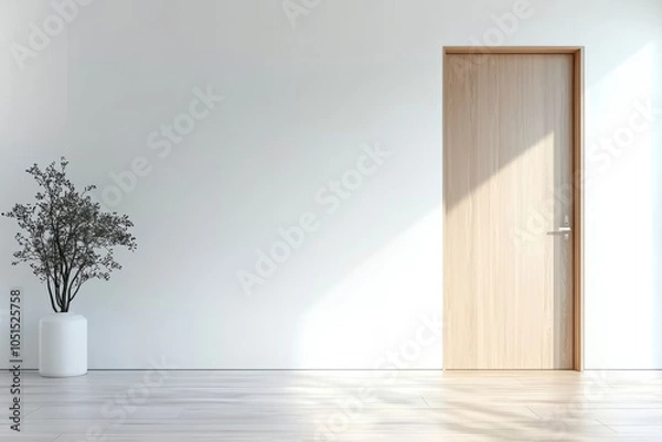 Obraz White empty room Interior background with door