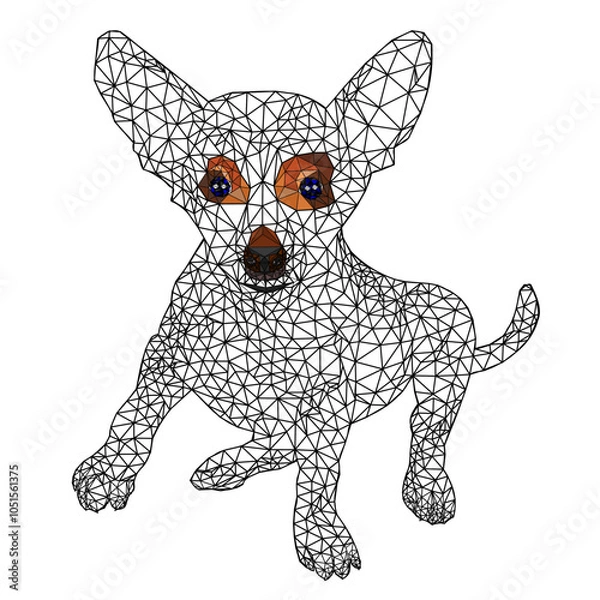 Obraz Dog puppy small  terrier outline low-polygon vector illustration editable hand draw