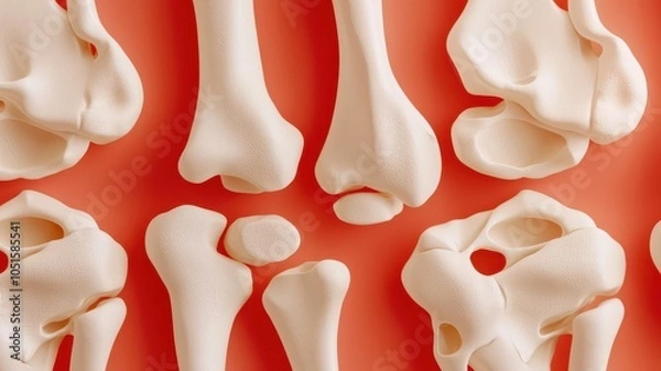 Fototapeta Illustration of inflamed knee joints with bone and cartilage damage, inflamed joints, showing osteoarthritis effects