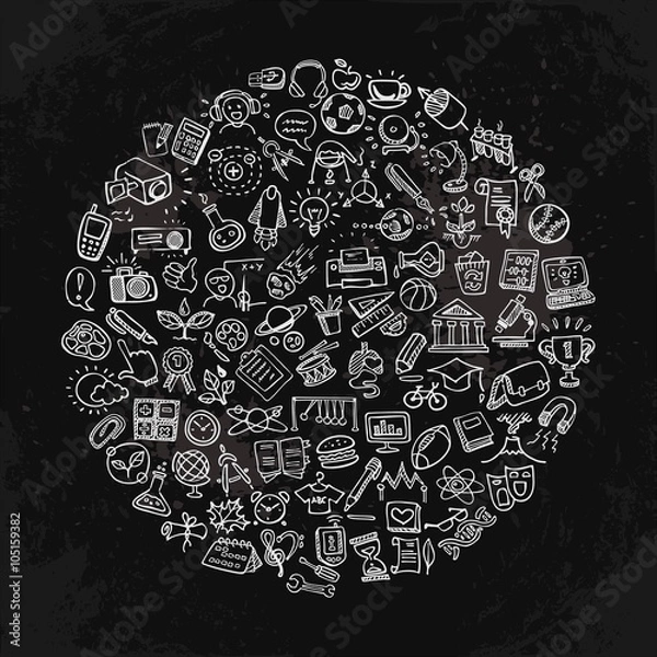 Fototapeta doodle school and college icons