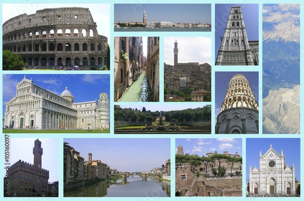 Fototapeta collage of Italian landmarks