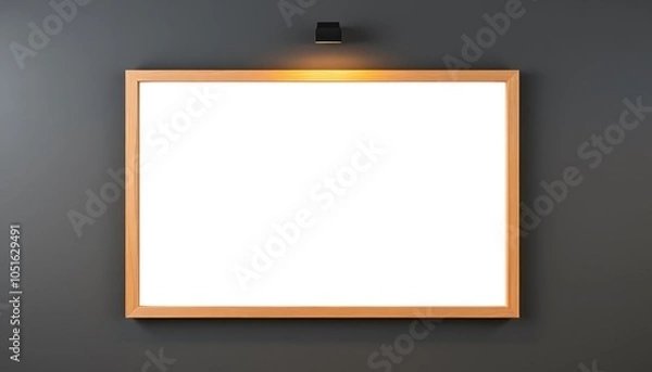 Fototapeta Rectangular Blank Picture Frame on Dark Gray Wall