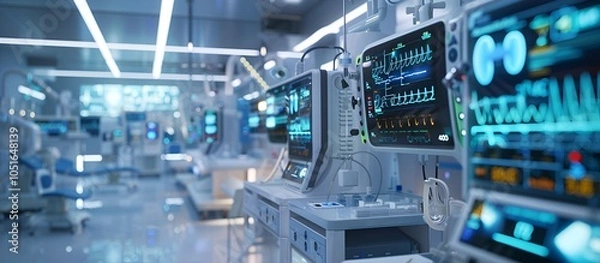 Fototapeta Intensive Care Monitors in Hospital with Advanced Technology"