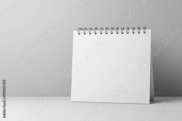 Fototapeta Blank desk calendar mock-up with spiral binding on a clean background