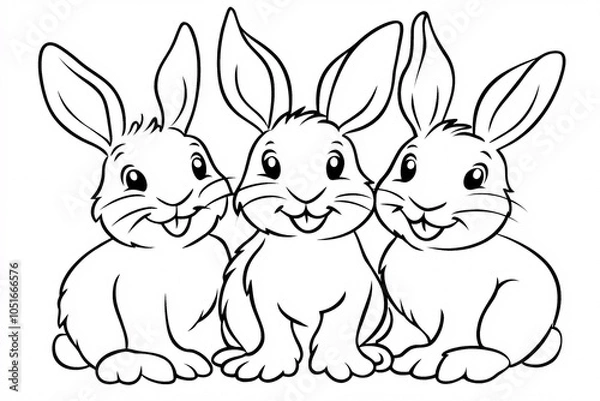 Fototapeta cute and funny coloring pages for kids with rabbits