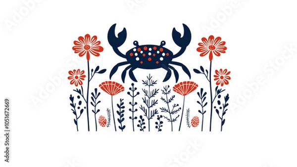 Obraz Crab in a Field of Flowers