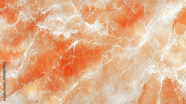 Fototapeta A close-up view of an orange and white marbled surface, showcasing natural stone patterns.