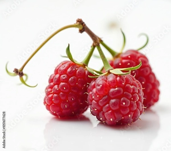 Obraz raspberries close up on white background