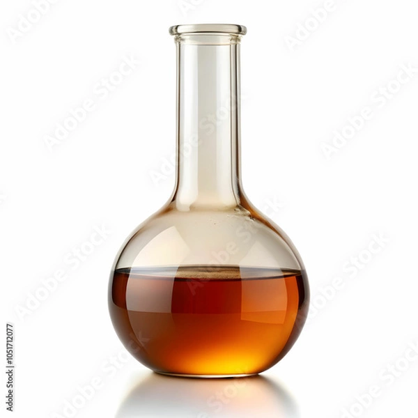 Fototapeta A volumetric flask filled with a precise amount of liquid