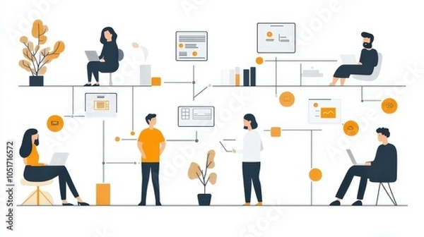 Fototapeta Flowchart depicting the employee onboarding process.