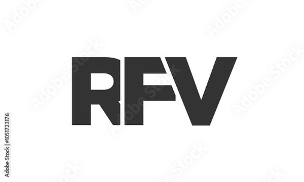 Fototapeta RFV logo design template with strong and modern bold text. Initial based vector logotype featuring simple and minimal typography. Trendy company identity.