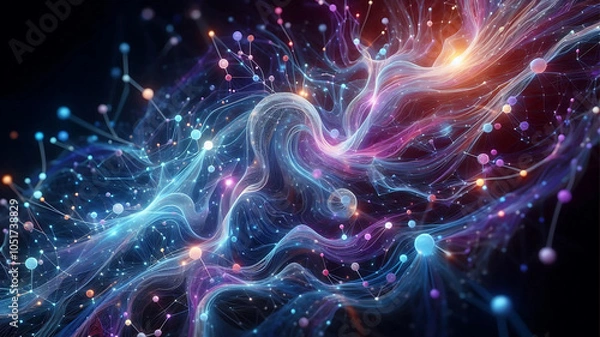 Fototapeta An intricate digital art composition showcasing abstract neural links.